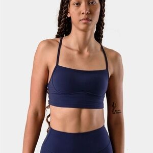 Kamo Fitness Isla Sports Bra - Dark Iris Large strappy back navy blue activewear